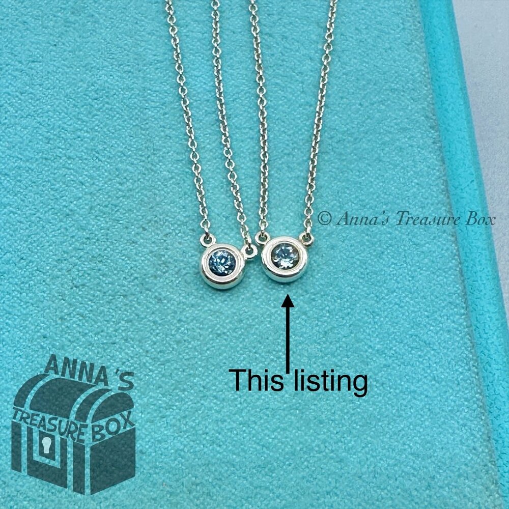 Tiffany & Co. 925 Silver CBTY 0.15 Carat Aquamarine 16" Necklace (bx, pch, rbbn) - Picture 9 of 9